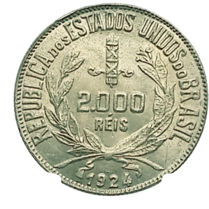 Moeda 2.000 Réis 1924 (Ramos de Café)